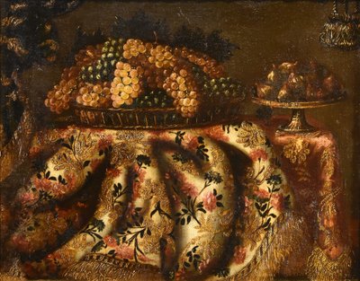 Still Life With Carpet, Basket Of Grapes And Figs, Antonio Gianlisi II 
