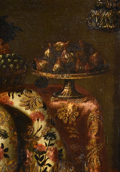 Still Life With Carpet, Basket Of Grapes And Figs, Antonio Gianlisi II 