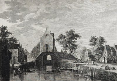 Gravure Ancienne  Village Hollandais par Victor Pillement d'Après Breugel 19ème