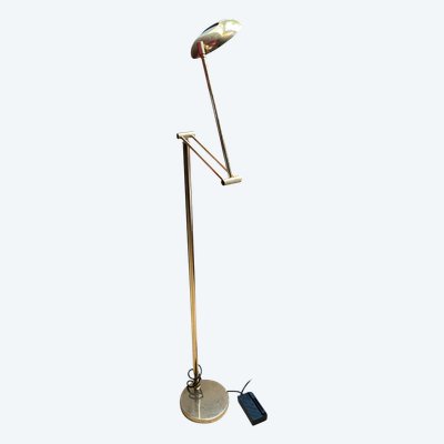 Articulated halogen lamp in chrome-plated brass – 1990s design – Made in Italy – Height 155cm