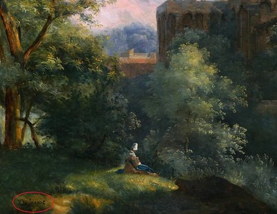 François-Louis Dejuinne 1784-1844 Puy-de-Dôme, the church of Royat, painting, around 1830 landscape