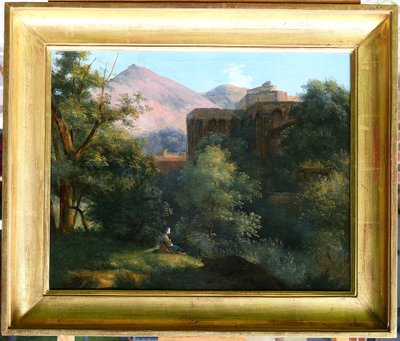 François-Louis Dejuinne 1784-1844 Puy-de-Dôme, the church of Royat, painting, around 1830 landscape