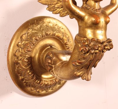 Paire d'Appliques En Bois Doré - Italie- 19° Siècle