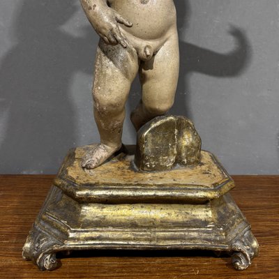 Scultura lignea XVIII secolo Gesù Bambino Benedicente