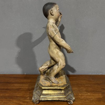 Scultura lignea XVIII secolo Gesù Bambino Benedicente
