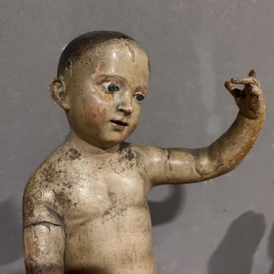 Scultura lignea XVIII secolo Gesù Bambino Benedicente