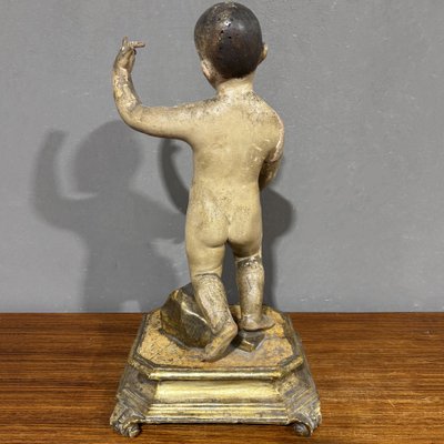 Scultura lignea XVIII secolo Gesù Bambino Benedicente