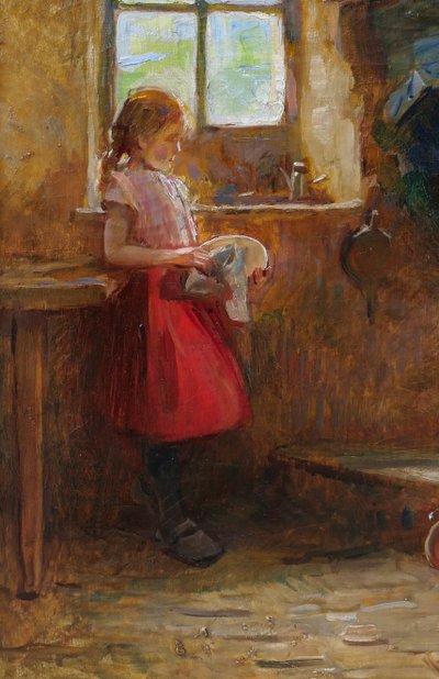 René-Louis Chrétien 1867-1945 Jeune fille dans un intérieur, tableau, vers 1900 impressionnisme