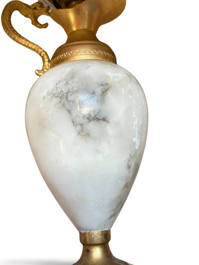 Neoclassical lamp in alabaster and gilded bronze – Height 30cm