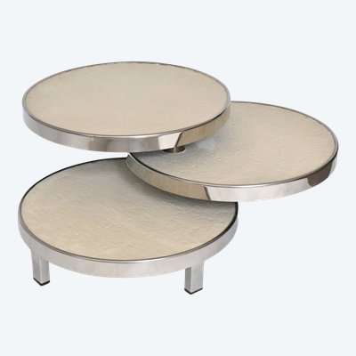 Maria Pergay three-tier coffee table from the 1960s