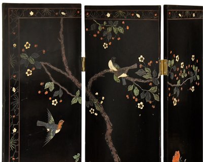 Paravent à quatre feuilles en laque de Coromandel 
