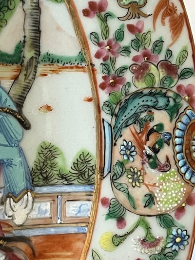 19th century Cantonese porcelain plate, famille rose