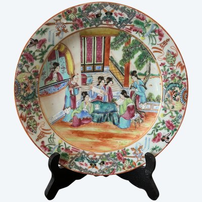 19th century Cantonese porcelain plate, famille rose