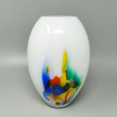 Splendido vaso anni '70 realizzato a mano in vetro di Murano. Prodotto in Italia.