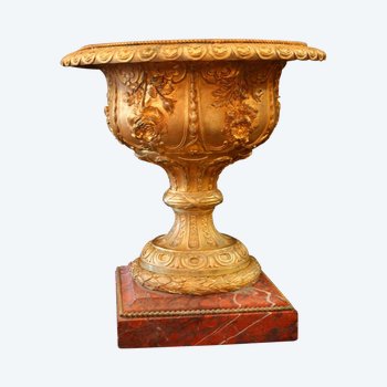 Coupe En Bronze Doré Sur Socle Marbre, D’époque XIXe Siècle