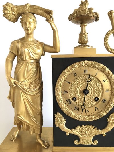 19th century gilt and patinated bronze clock, Restoration period