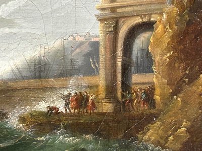 Storm and Shipwreck Scene Oil on Canvas 18th Century School of Joseph Vernet