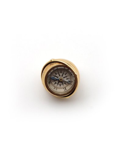 Pendentif boule boussole en or 18k, pendentif pivotant, orientation, bijou ancien 