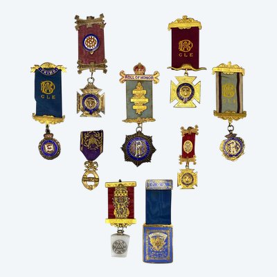 Set of nine Masonic medals. First half of the 20th century.