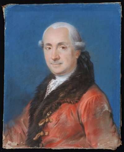 18th century French school, Portrait of a man in a red coat with a fur collar