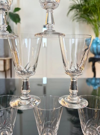11 Cut Blown Crystal White Wine Glasses - Stemware
