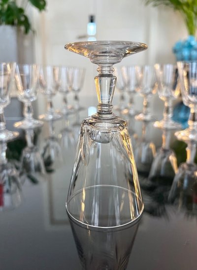 11 Cut Blown Crystal White Wine Glasses - Stemware