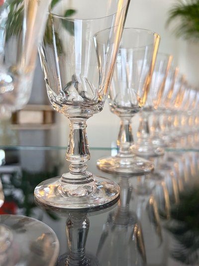 11 Cut Blown Crystal White Wine Glasses - Stemware