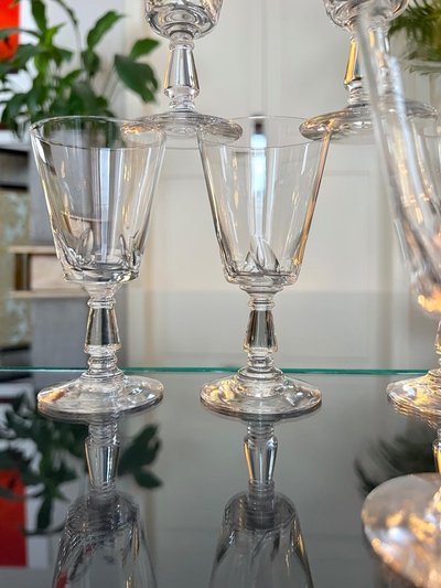 11 Cut Blown Crystal White Wine Glasses - Stemware