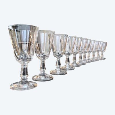 11 Cut Blown Crystal White Wine Glasses - Stemware
