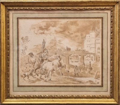 Jean-Baptiste LE PAON - Military scene near a castle