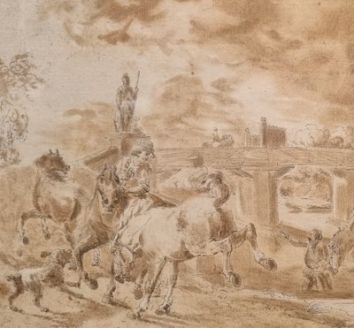 Jean-Baptiste LE PAON - Military scene near a castle