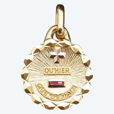 Augis Médaille d'Amour Et Rubis, Or 18 Carats.