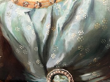 Oil on canvas signed Giuseppe P. Anzino and dated 1907. Portrait of Miss Margaret Elizabeth WAYNE