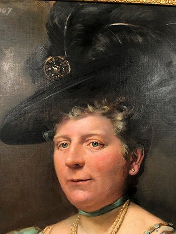 Oil on canvas signed Giuseppe P. Anzino and dated 1907. Portrait of Miss Margaret Elizabeth WAYNE