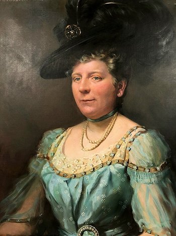 Oil on canvas signed Giuseppe P. Anzino and dated 1907. Portrait of Miss Margaret Elizabeth WAYNE