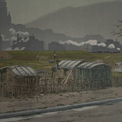 Lithograph on China paper by Henri Rivière Les Fortifications