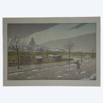 Lithograph on China paper by Henri Rivière Les Fortifications