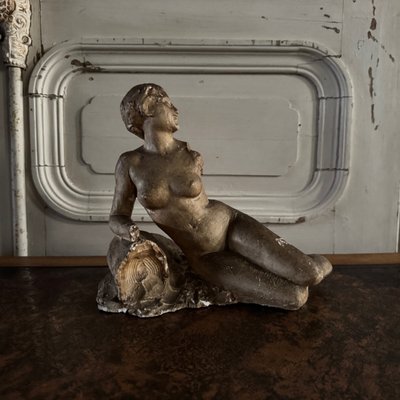 Studio plaster by Charles Filleul young seated nude woman