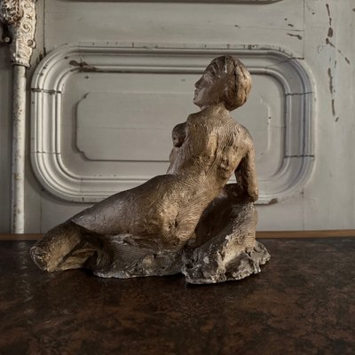 Studio plaster by Charles Filleul young seated nude woman