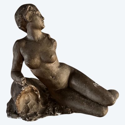Studio plaster by Charles Filleul young seated nude woman