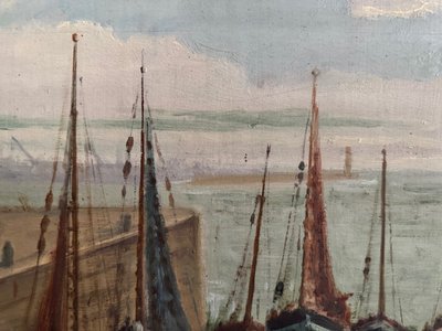 Öl auf Leinwand XX. Fischerboote von Jean Bernard Saint-Nazaire