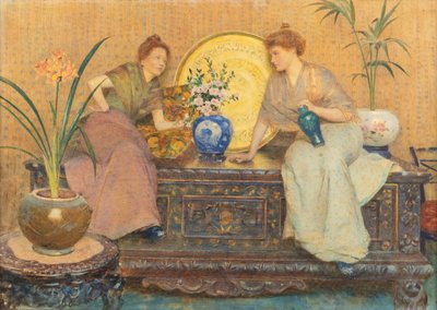 Sussurri e porcellana, acquerello di Hector Caffieri (1847–1932)