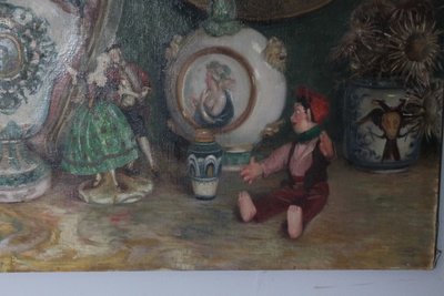 Antikes Ölgemälde auf Leinwand Augusto Baracchi (Modena 1878 – Mailand 1942) 1923 „Sammler“ m
