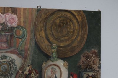 Antikes Ölgemälde auf Leinwand Augusto Baracchi (Modena 1878 – Mailand 1942) 1923 „Sammler“ m
