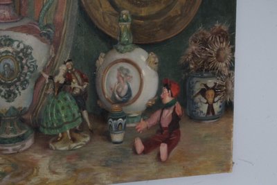 Antikes Ölgemälde auf Leinwand Augusto Baracchi (Modena 1878 – Mailand 1942) 1923 „Sammler“ m