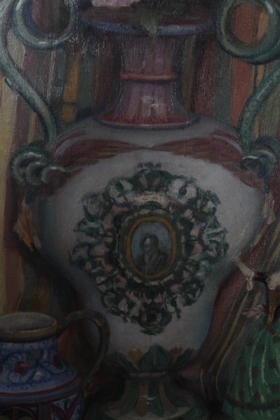 Antikes Ölgemälde auf Leinwand Augusto Baracchi (Modena 1878 – Mailand 1942) 1923 „Sammler“ m
