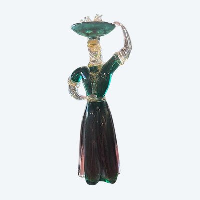 Figura di popolana in vetro Murano anni 40. Scultura fornace Salviati . H 34 strepitosa 