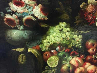 H.S.T. Natura morta con frutta e fiori XVII secolo