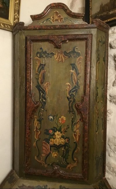 Painted 19th Century Corner Cabinet, Italy