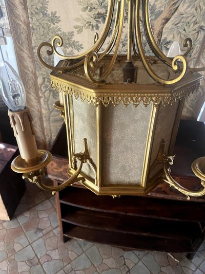 Lampadario in bronzo dorato del XX secolo